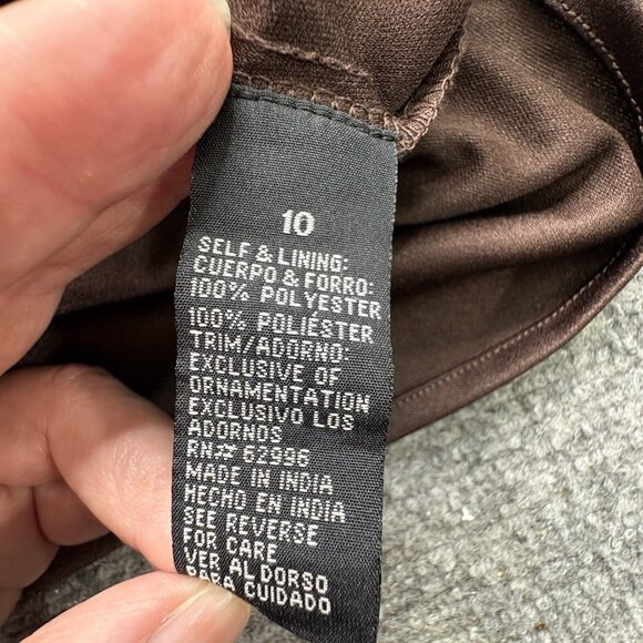 Scarlett Nite Dress Womens 10 Chocolate Baby Doll Ribbon Tie Sheer Ruffle Dainty - Picture 11 of 16